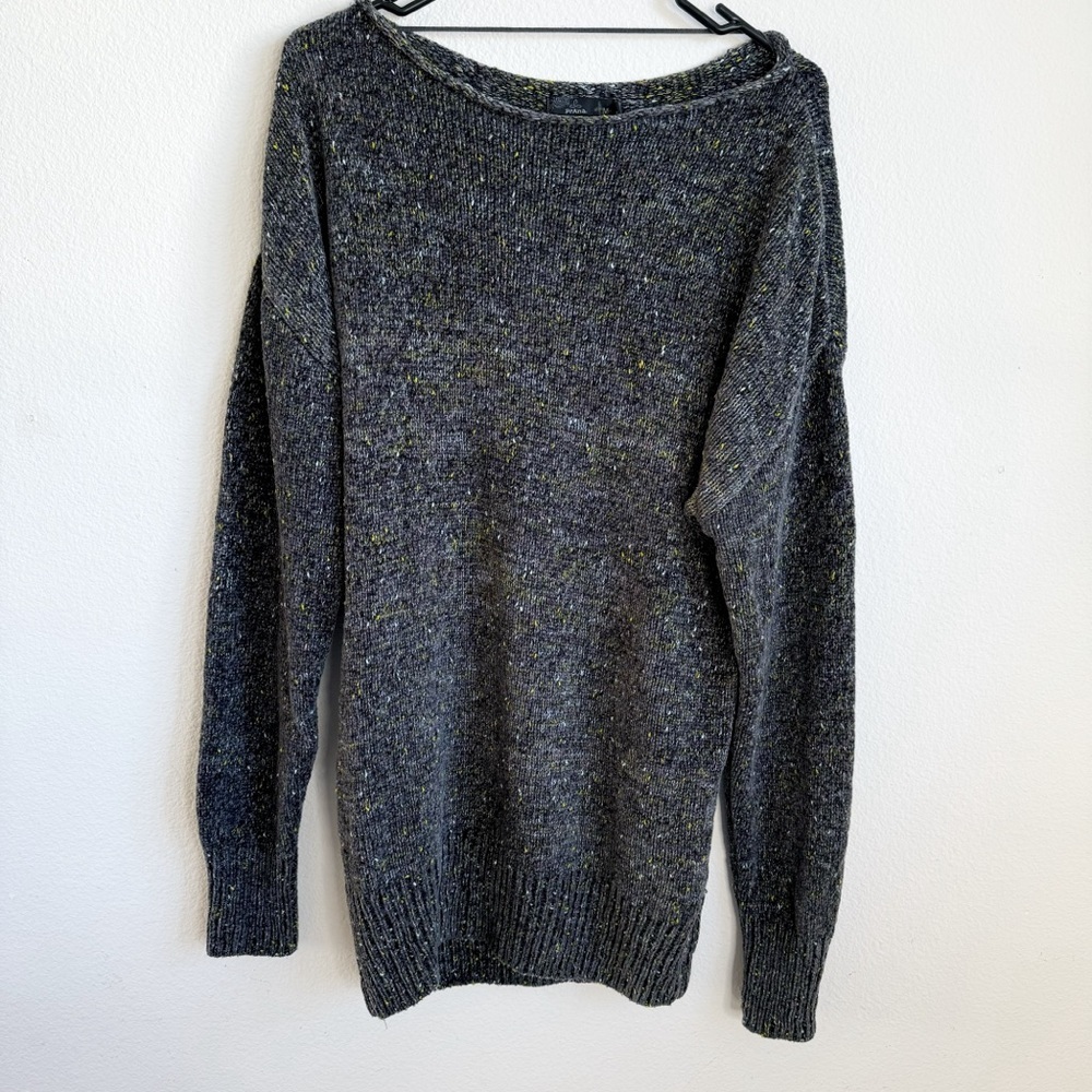 Prana gray yellow speckle knit oversized sweater size medium